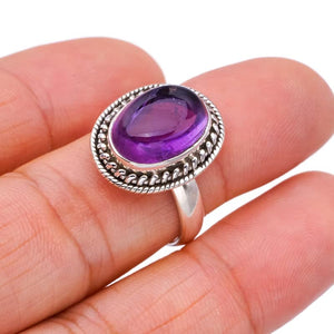 StarGems® Natural Amethyst Handmade 925 Sterling Silver Ring 8 F2897