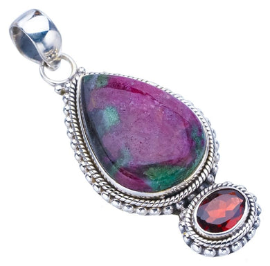 StarGems  Natural Ruby Zoisite Garnet Handmade 925 Sterling Silver Pendant 2