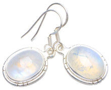 StarGems  Natural Rainbow Moonstone Handmade Unique 925 Sterling Silver Earrings 1.25" X5035