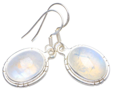 StarGems  Natural Rainbow Moonstone Handmade Unique 925 Sterling Silver Earrings 1.25