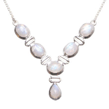 StarGems  Natural Rainbow Moonstone Handmade 925 Sterling Silver Y Necklace 18.75" T8557