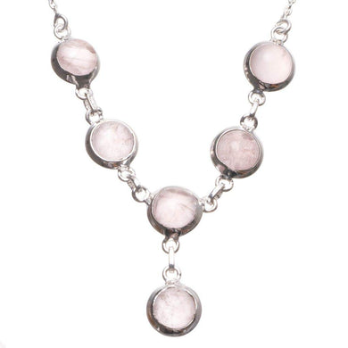 StarGems® Natural Rose Quartz Handmade Boho 925 Sterling Silver Y Necklace 19.25