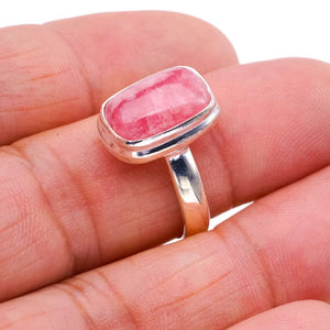 StarGems  Natural Rhodonite Handmade 925 Sterling Silver Ring 8 F0393