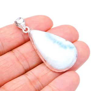 StarGems  Natural Larimar Handmade 925 Sterling Silver Pendant 2" F3476