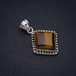 StarGems  Natural Tiger Eye Handmade 925 Sterling Silver Pendant 1.5" F3908