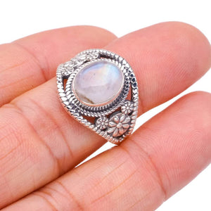 StarGems  Natural Moonstone DaisyHandmade 925 Sterling Silver Ring 7.75 F2725