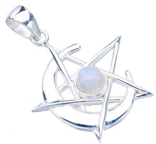 StarGems® Natural Moonstone Moon And Star Handmade 925 Sterling Silver Pendant 1.5" F5008