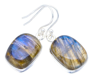 StarGems  Natural Labradorite Handmade 925 Sterling Silver Earrings 1.25" F5771