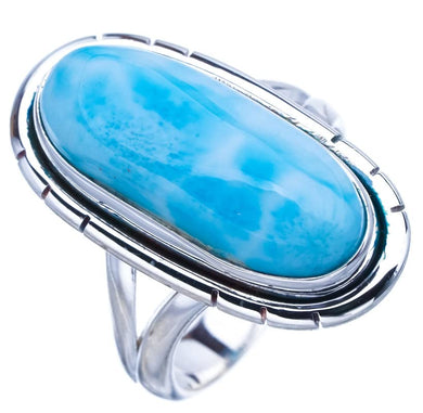 StarGems® Natural Larimar Handmade 925 Sterling Silver Ring 6.25 F1443