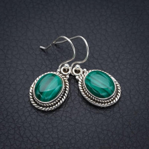 StarGems  Natural Malachite Handmade 925 Sterling Silver Earrings 1.25" F5638