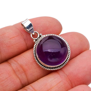 StarGems  Natural Amethyst Handmade 925 Sterling Silver Pendant 1.25" F5348