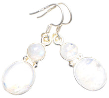 StarGems  Natural Rainbow Moonstone Handmade Unique 925 Sterling Silver Earrings 1.5" X4454