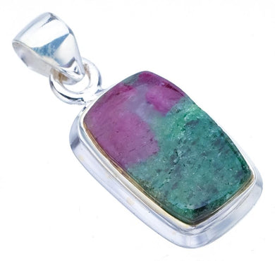 StarGems  Natural Ruby Zoisite Handmade 925 Sterling Silver Pendant 1.25