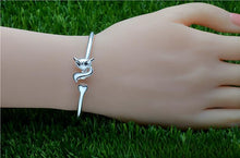 StarGems  Opening Fox&beads Handmade 999 Sterling Silver Bangle Cuff Bracelet For Women Cb0125