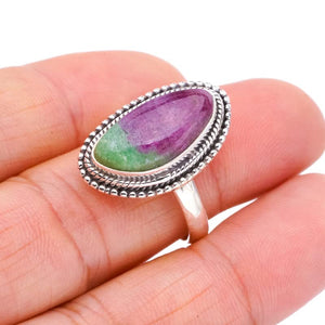 StarGems® Natural Ruby Zoisite Handmade 925 Sterling Silver Ring 8.75 F1361