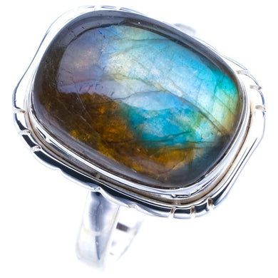 StarGems® Natural Labradorite Handmade 925 Sterling Silver Ring 8.75 F0148