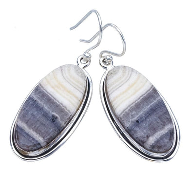 StarGems  Natural Zebra Calcite Handmade 925 Sterling Silver Earrings 1.75