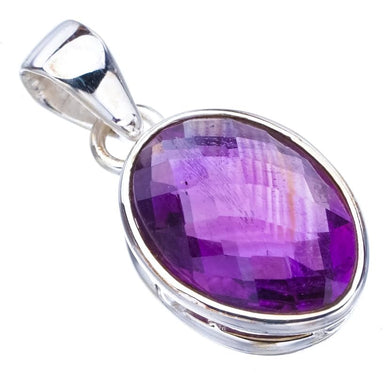 StarGems® Natural Amethyst Handmade 925 Sterling Silver Pendant 1