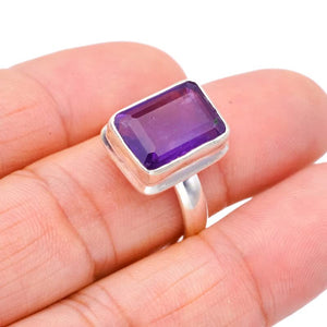 StarGems  Natural Amethyst Handmade 925 Sterling Silver Ring 8.25 F2869