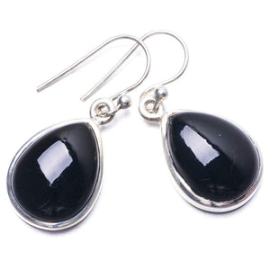 StarGems  Natural Black Onyx Handmade Unique 925 Sterling Silver Earrings 1.25" Y3525