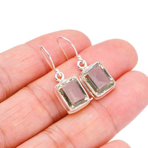 StarGems  Natural Green Amethyst Handmade 925 Sterling Silver Earrings 1.25" F5828