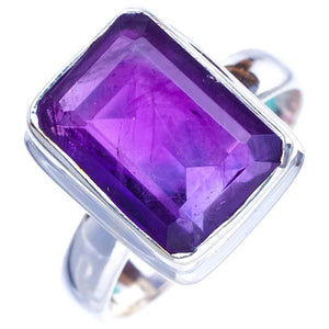 StarGems  Natural Amethyst Handmade 925 Sterling Silver Ring 8.5 E9243