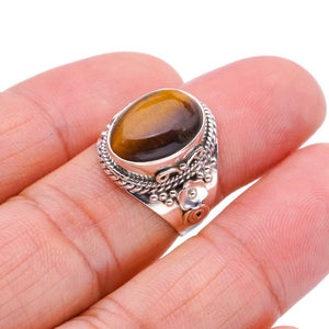 StarGems  Natural Tiger Eye Flower Handmade 925 Sterling Silver Ring 6.5 F1105