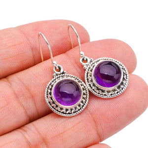 StarGems  Natural Amethyst Handmade 925 Sterling Silver Earrings 1.25" F5619