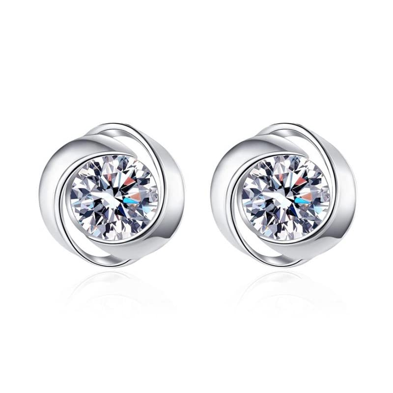 StarGems® 0.5ct Moissanite 925 Silver Platinum Plated Four-leaf Clover Stud B4686