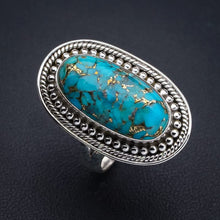 StarGems  Natural Copper Turquoise Handmade 925 Sterling Silver Ring 7 E9374