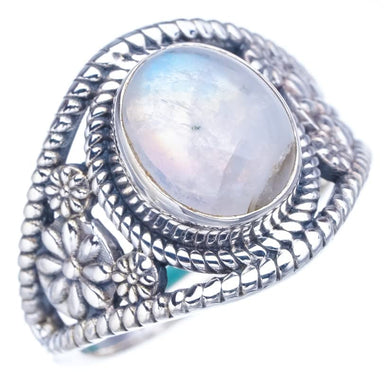 StarGems  Natural Moonstone DaisyHandmade 925 Sterling Silver Ring 7.75 F2725