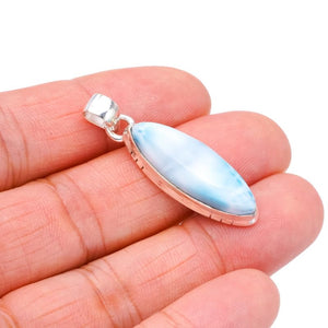 StarGems® Natural Larimar Handmade 925 Sterling Silver Pendant 1.5" F3553