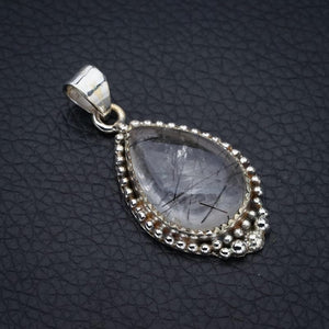 StarGems  Natural Rutilated Quartz Handmade 925 Sterling Silver Pendant 1.5" F3926