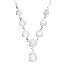 StarGems  Natural Rainbow Moonstone Handmade Unique 925 Sterling Silver Necklace 17.25+1" Y5457