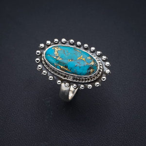 StarGems  Natural Copper Turquoise Handmade 925 Sterling Silver Ring 7 F3193