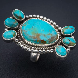 StarGems  Natural Turquoise Handmade 925 Sterling Silver Ring 6.75 F0434