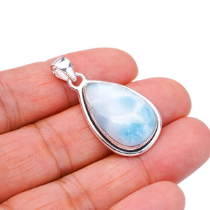 StarGems  Natural Larimar Handmade 925 Sterling Silver Pendant 1.5" F3458