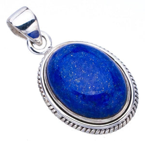 StarGems  Natural Lapis Lazuli Handmade 925 Sterling Silver Pendant 1.25" F5368