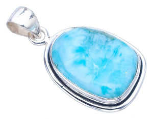 StarGems® Natural Larimar Handmade 925 Sterling Silver Pendant 1.5" F3496