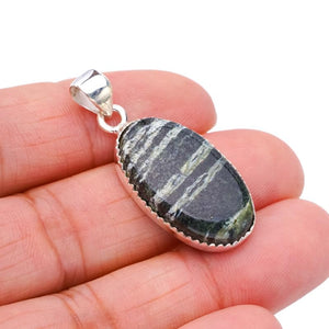 StarGems  Natural Seraphinite Handmade 925 Sterling Silver Pendant 1.5" F4678