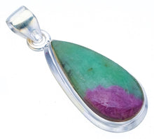 StarGems  Natural Ruby Zoisite Handmade 925 Sterling Silver Pendant 1.5" F4630