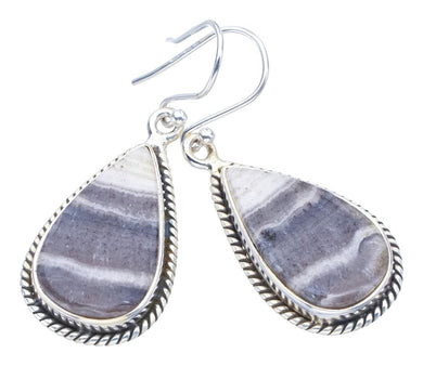 StarGems  Natural Zebra Calcite Handmade 925 Sterling Silver Earrings 1.75