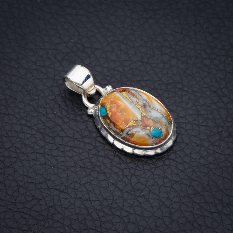 StarGems  Natural Copper Chalcedony Handmade 925 Sterling Silver Pendant 1.25