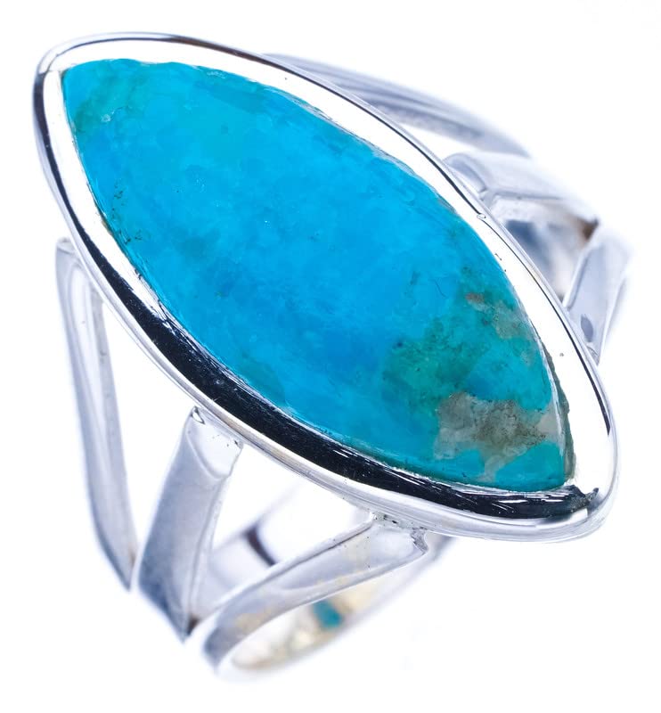 StarGems  Natural Turquoise Handmade 925 Sterling Silver Ring 6.5 F1001