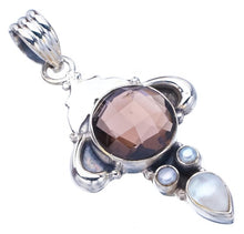 StarGems  Natural Smoky Quartz River Pearl Ox Handmade 925 Sterling Silver Pendant 1.75" F5186