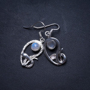 Natural Rainbow Moonstone Handmade Unique 925 Sterling Silver Earrings 1.25" X3785