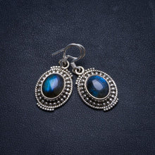 Natürliche blaue Feuer Labradorit handgemachte Boho 925 Sterling Silber Ohrringe 1 1/4" U1334