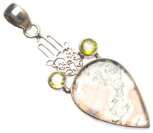 Natural Moss Agate and Peridot Handmade Unique 925 Sterling Silver Pendant 2 1/4" U0433