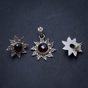 Amethyst Vintage 925 Sterling Silver Jewelry Set, Earrings Stud:3/4" Pendant:1 1/4" T8885
