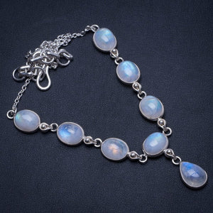 Natural Rainbow Moonstone Handmade Mexican 925 Sterling Silver Y Necklace 17.25" T8656